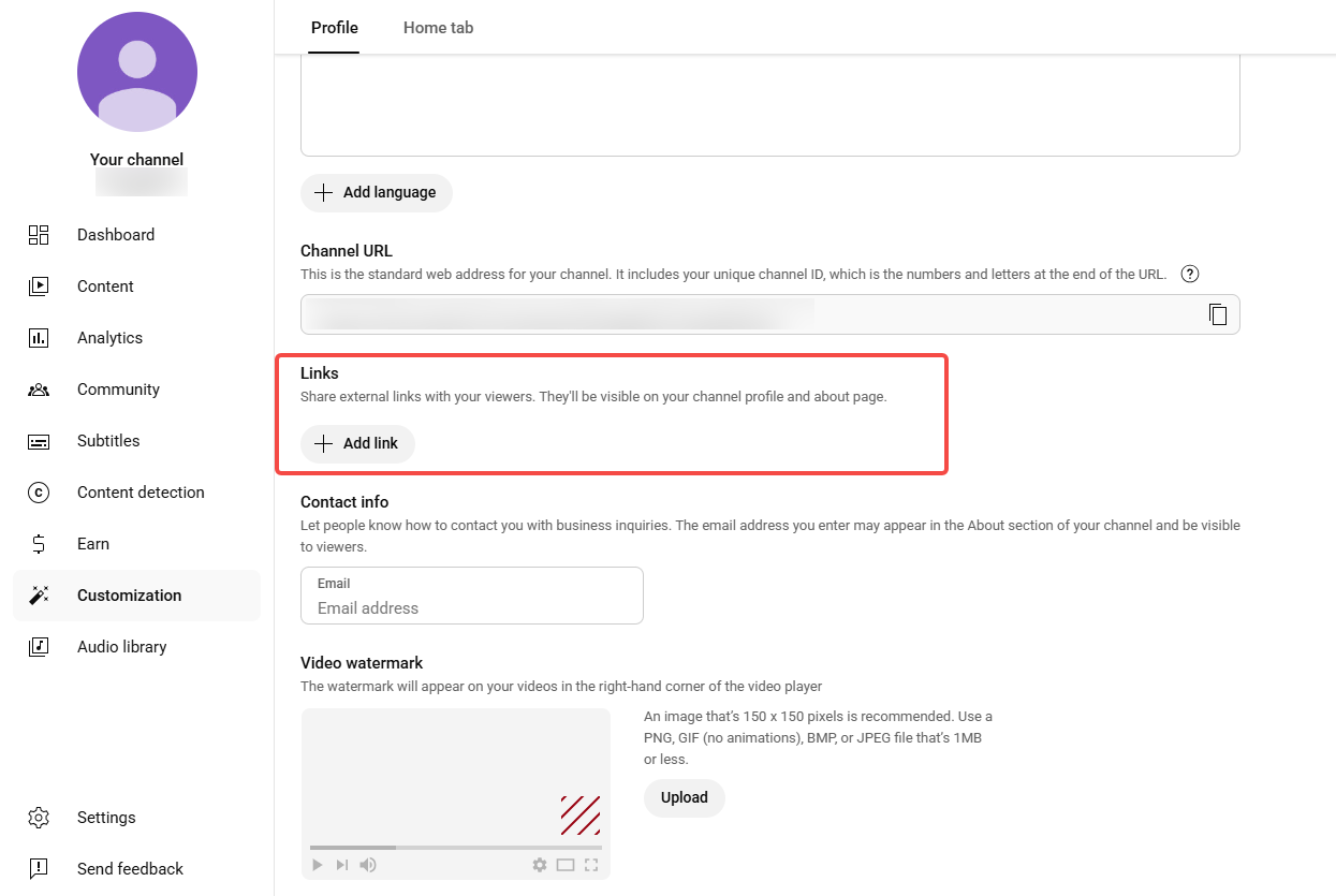 Agregar enlaces a redes sociales a YouTube