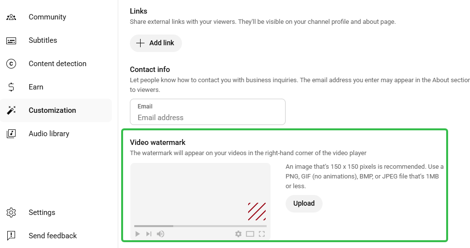 YouTube Studioで透かしを設定する