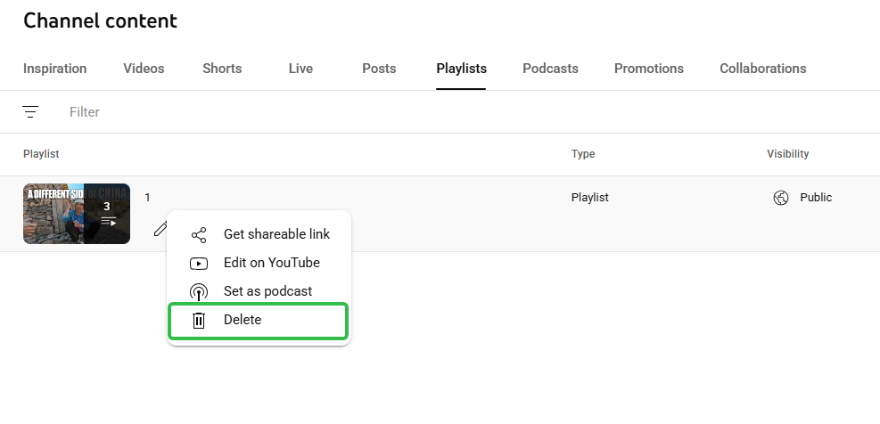 Delete playlist on web