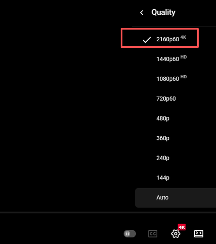 Establezca la calidad de vídeo más alta