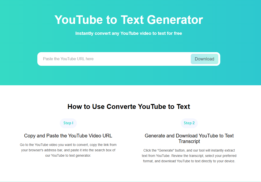YTBdownload YouTube to Text Generator